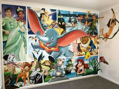 Disney Wall Murals Bedroom, Disney Mural Painting, Pixar Nursery, Baby Nursery Murals, Disney Kids Rooms, Disney Baby Rooms, Disney Wall Murals, Disney Mural, Disney Anastasia