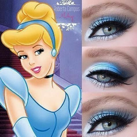 Cinderella Cinderella Makeup Look Disney Princess, Disney Princess Eyes, Cinderella Makeup, Disney Eye Makeup, Disney Inspired Makeup, Disney Princess Makeup, Disney Eyes, Woman Costumes, Mermaid Costumes