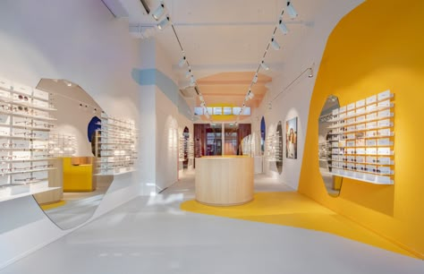 Dutch design duo OS ∆ OOS outfits its third Ace & Tate store with nods to a local legend - AN Interior Design Museum London, Nippon Paint, Eyeglass Stores, Jewelry Store Design, Garden Of Earthly Delights, Hieronymus Bosch, Den Bosch, Glasses Shop, Retail Space