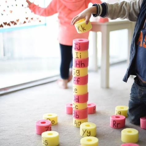 Pool Noodle Activities, Alphabet Project, Bored Teachers, Child Education, Letter Ideas, Abc Activities, Baby Activities, Preschool Literacy, Pool Noodle