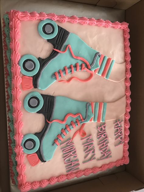 Roller Skate Party Cake, Skating Party Cake, Groovy Skate Cake, Roller Skating Cakes, Roller Skates Birthday Cake, Skating Theme Cake, Roller Skating Birthday Cake Ideas, Roller Skating Cake Ideas, Skate Party Ideas