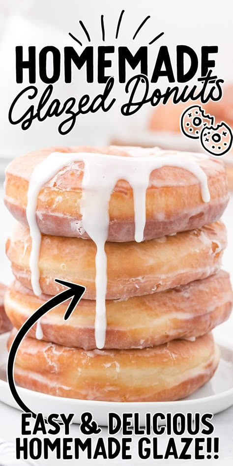 Homemade Glazed Donuts Donut Glaze Recipe, Mini Donut Recipe, Homemade Glazed Donuts, Fried Desserts, Mini Donut Recipes, Cake Mom, Doughnut Recipe Easy, Danish Recipes, Homemade Donuts Recipe