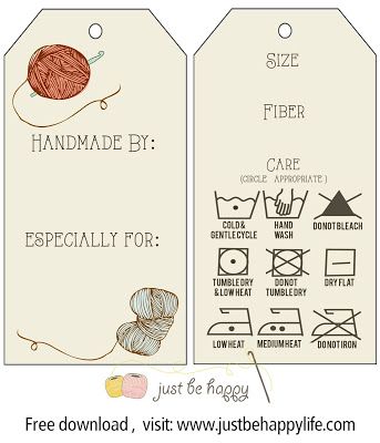 Crochet/knitting Gift Tags with care instructions {Free Printables} by Just Be Happy Crochet Crochet Labels, Knitting Labels, Free Printable Gift Tags, Free Gift Tags, Crochet Business, Crochet Gift, Just Be Happy, Handmade Tags, Gift Labels