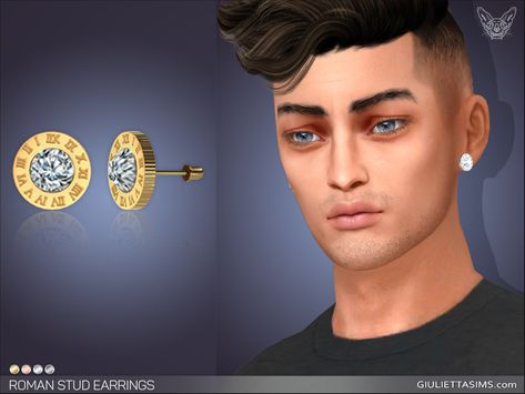 Sims 4 — Roman Stud Earrings (For Men and Women) by feyona — Roman Stud Earrings (For Men and Women) come in 4 colors of Sims 4 Men Clothing, Men's Piercings, Sims 4 Male Clothes, Sims 4 Piercings, Sims 4 Studio, Festival Necklace, Sims 4 Expansions, Sims 4 Cc Folder, Sims 4 Mm