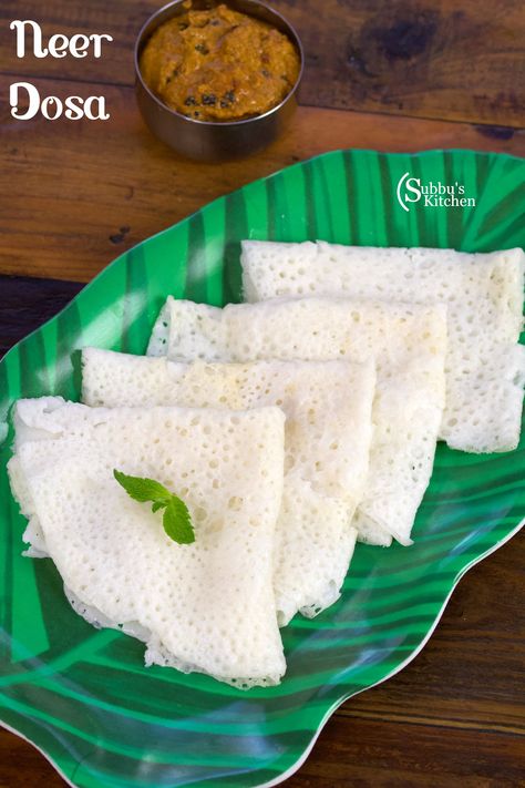 Neer Dosa Recipe, Neer Dosa, Gourmet Burger, Idli Recipe, Breakfast Recipes Indian, Dosa Recipe, Low Carb Zucchini, Cooking Recipes Healthy, Vegetarian Snacks Recipes