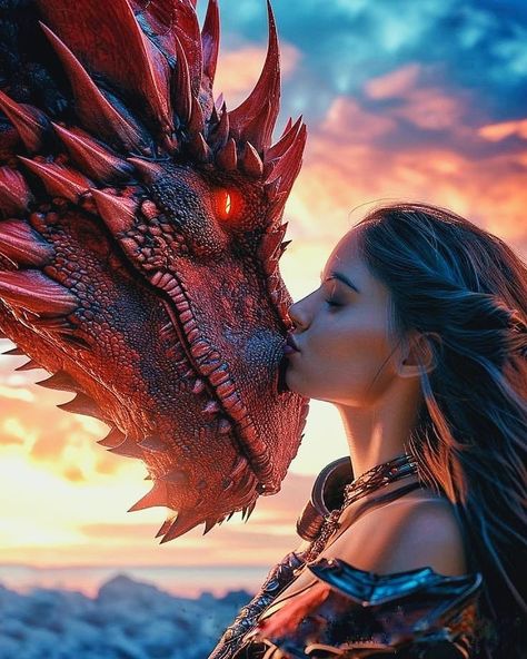 Kiss Of The Dragon, Fantasy Creatures Mythology, Dragon Adventures, Dragon Energy, Elemental Dragons, Dragon Dreaming, Mythical Creatures Fantasy, Dragon Artwork Fantasy, Female Dragon