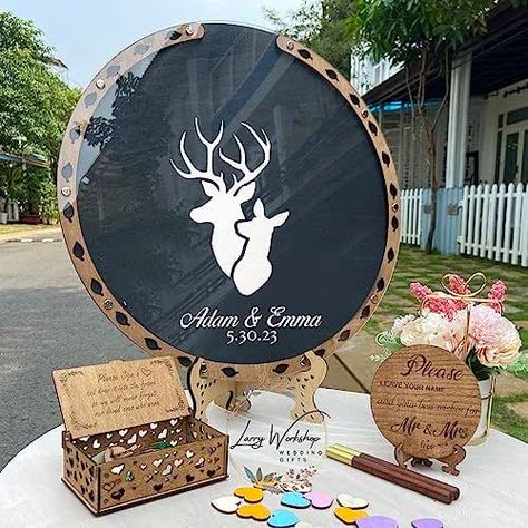 Personalized Camouflage and Deer Wedding Guest Book Alternative, Custom Circle Wedding Drop Box GuestBook With Pens - Best Wedding Gift, Wedding Decoration Bird Themed Wedding, Wedding Drop Box, Hunting Wedding, Deer Wedding, Kitchen Clothes, Wedding Guest Book Alternative, Guest Book Alternative, Drop Box, Wedding Guest Book Alternatives