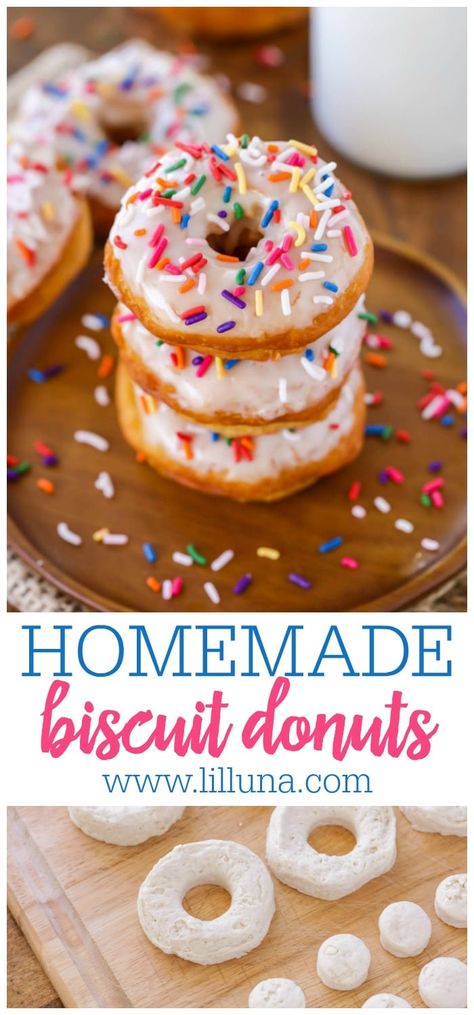 These delicious Biscuit Donuts are beyond simple and made using canned biscuits!! If you're looking for the quickest and easiest ways to make donuts, this is it! #homemadebiscuitdonuts #biscuitdonuts #homemadedonuts #donuts #easydonutrecipes Ways To Use Pillsbury Biscuits, Crescents Recipes, Canned Biscuit Donuts, Using Canned Biscuits, Homemade Biscuit, Moms Recipes, Biscuit Donuts, Biscuits Recipes, Patty Cake