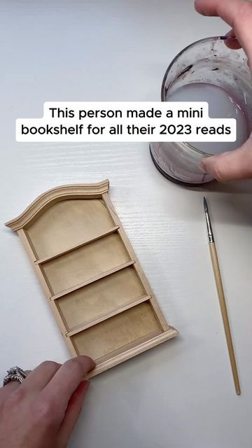 Diy Miniature Bookshelf, Diy Mini Bookshelf, Miniature Book Shelf, Bookish Crafts, Homemade Christmas Presents, Dollhouse Bookshelf, Miniature Bookshelf, Hopeful Romantic, Clover Gifts