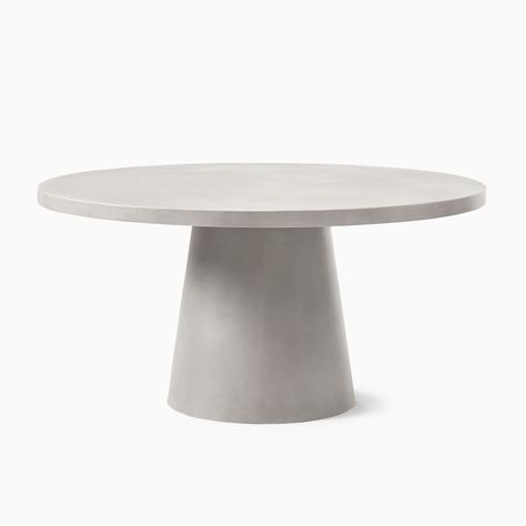 Concrete Pedestal Outdoor Round Dining Table (32"–60") | West Elm Al Fresco Dinner Party, Round Concrete Dining Table, Coastal Dining Chairs, Concrete Outdoor Dining Table, Concrete Pedestal, Outdoor Pedestal, Dining Table Gray, Round Outdoor Table, Bistro Dining Table