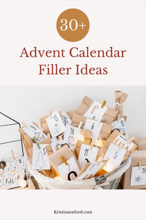 30+ DIY Advent Calendar filler ideas for kids and the whole family. Advent Calendar Fillers For Toddlers, Advent Calendar Filler Ideas, Diy Advent Calendar Fillers, Advent Calendar For Toddlers, Advent Calendar Filler, Advent Calendar Fillers, Advent Calenders, Advent Calendars For Kids, Diy Advent Calendar