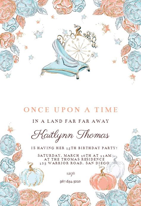 Cinderella Party Invitations, Cinderella Birthday Theme, Cinderella Birthday Party Decorations, Cinderella Birthday Party Invitations, Cinderella Party Decorations, Cinderella Birthday Invitation, Cinderella Invitations, Cinderella Theme, Cinderella Birthday Party