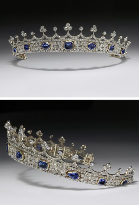 Tiara Crown, Royal Jewellery, Fantasy Tiara Art, Queen Victoria Jewellery, Queen Victoria Tiara, Sapphire Tiara, Diamond Tiaras Royal, Sapphire Crown, Luxury Fine Jewelry Crown