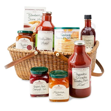 Stonewall Kitchen Brunch Gift Basket (8 piece Gift Basket) Brunch Gift Basket, Italian Gift Baskets, Brunch Gifts, Breakfast Gift Basket, Pork Spices, Honey Barbecue Sauce, Scone Mix, Cranberry Jelly, Breakfast Gift