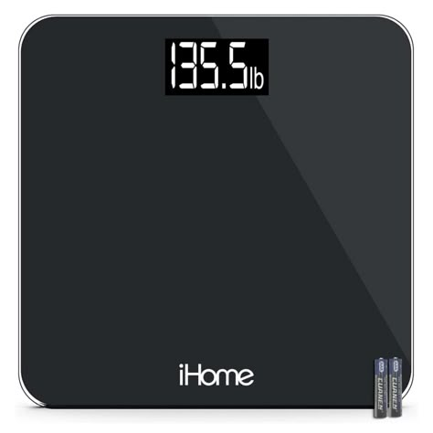 Digital Step On Bathroom Scale - iHome High Precision Body Weight Scale - Battery Powered with LCD Display - Great for Home Gym - 400 lb (Black) 140lbs Scale, 135 On A Scale, Scale 135 Lbs, 140 Pounds On A Scale, 140 Lbs Scale, Scale 140 Pounds, Manifestation 2024, 2025 Bingo, Body Weight Scale