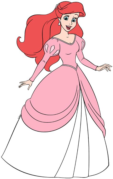 Disney Princess Ariel Drawings, Princess Dress Drawing, Ariel Pink Dress, Princesa Ariel Disney, Princess Ariel Dress, Disney Backgrounds, Ariel Pink, Real Disney Princesses, Ariel Drawing