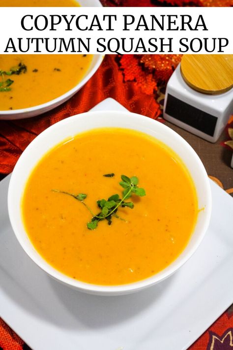 Panera Butternut Squash Soup, Panera Squash Soup, Butter Squash Soup, Autumn Squash Soup Recipe, Soup Panera, Autumn Squash Soup, Summer Squash Soup, Panera Autumn Squash Soup, Winter Squash Soup