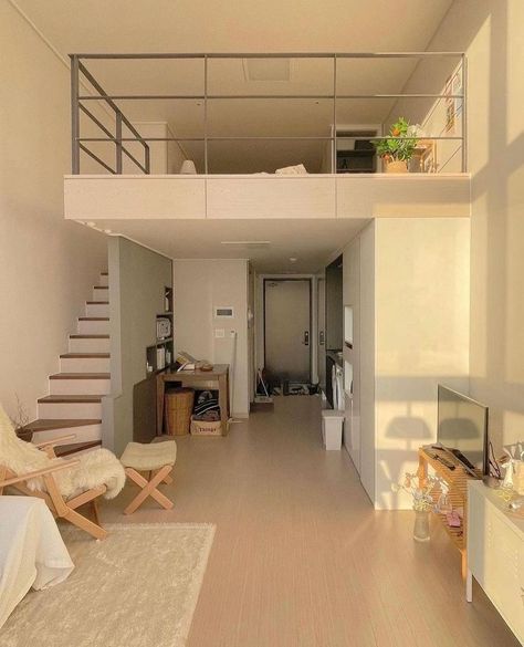 Small Loft Apartment, Small Loft Apartments, Loft House Design, Tiny House Loft, Small Apartment Design, Loft House, Dream House Rooms, Style Deco, Loft Design