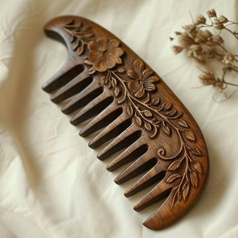 Intarsia Wood Patterns, Wood Jewelry Diy, Wooden Box Diy, Wood Comb, Wood Carving Ideas, Hair Comb Clips, Wood Art Projects, Dremel Wood Carving, Wooden Comb