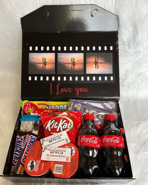 Netflix And Chill Box Gift, Movie Night Package, Movie Night Box, Cinema Gift, Movie Night Basket, Popcorn Candy, Movie Night Gift, Netflix Chill, Aesthetic Gifts