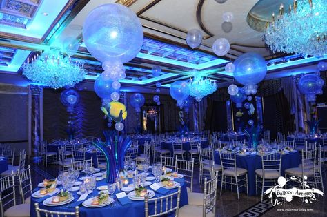 Underwater Bubbles Party Room Underwater Theme Party, Underwater Wedding, Underwater Party, Sea Party Ideas, Mitzvah Themes, Prom Themes, Underwater Theme, Quinceanera Decorations, Prom Decor