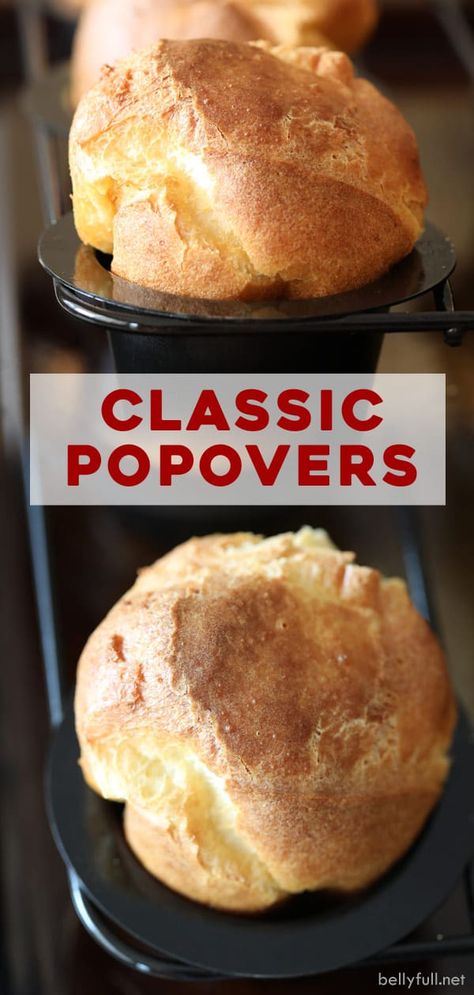 Savory Popovers Recipes, Mary Makes It Easy Popovers, Popovers Recipes Breakfast, Gruyere Popovers Recipes, Sweet Popovers Recipes, Cold Oven Popovers, Pop Overs Recipe Breakfast, Blender Popovers Recipes, Easy Breakfast Popovers