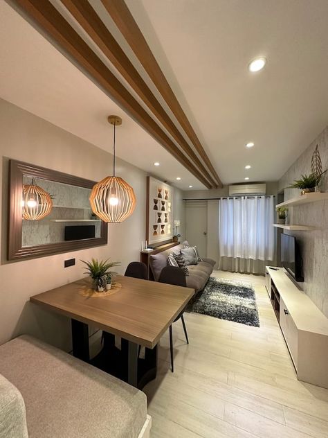 1 BR w/ Parking, Netflix & Self checkin - Apartments for Rent in Quezon City, Metro Manila, Philippines - Airbnb 1br Condo Interior Design, Apartment For Rent Design, Studio Unit Condo Design, Interior Design Philippines, Airbnb Apartment, Single Apartment, Condo Unit, Townhouse Interior, Condo Interior Design