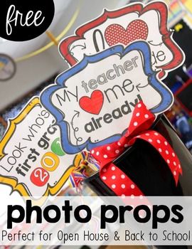 Create memories at your open house event or on the first day of school with these bright and colorful photo signs and props! Every sign includes preschool to 6th grade so you won't leave anyone out. There are also simple directions to hang for parents to take pictures of their little ones!Here's how I used these signs at my open house event... First Day Of Kindergarten Photo Booth, Preschool Photo Booth Ideas, Open House Photo Booth Ideas, Preschool Photo Booth, First Day Of School Photo Booth, Kindergarten Photo Booth, School Photo Booth Ideas, Back To School Photo Props, Back To School Photo Booth