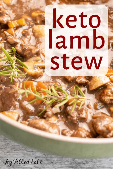 Keto Lamb Stew is the perfect hearty stew recipe. It's made with lamb stew meat and large batches of veggies and is certain to be an unforgettable journey for your taste buds. Lamb Stew Meat, Lamb Soup, Stew Easy, Slow Cooker Stew Recipes, Lamb Casserole, Lamb Stew Recipes, Kung Pao Chicken Recipe, Soup Keto, Hearty Stew