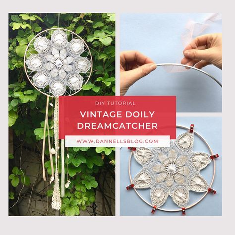 Lace Dream Catchers, Bedroom Makeovers, Vintage Doily, Plain Ring, Living Room Arrangements, Hanging Fabric, Dream Catcher Diy, Quick Crafts, Vintage Textile