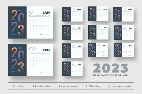 Calendar Design 2023, Desk Calendar 2023, Desk Calendar Planner, Desk Calendar Template, Desk Calendar Design, Table Calendar, Psd Template Free, Desk Calendar, Art Generator