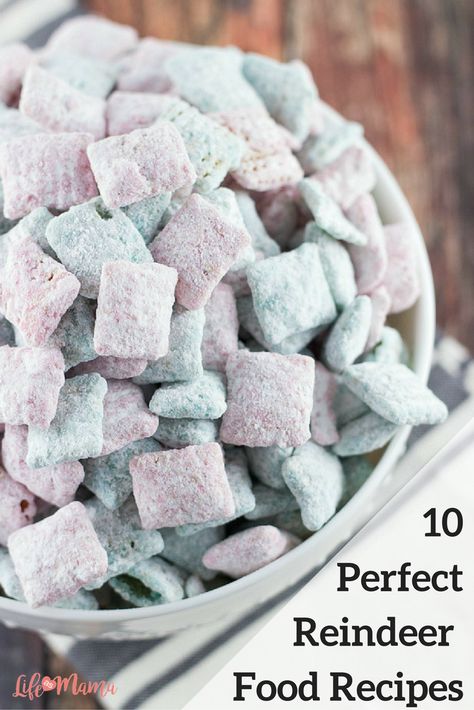 Raise your hand if you love reindeer food! This is the ultimate snack and/or treat. Oh, and it's perfect for the holidays! Puppy Chow Crispix Recipe, Cotton Candy Recipes, Puppy Chow Cookies, Cotton Candy Recipe, Sweet Snack Mix, Chex Mix Recipes Original, Puppy Chow Chex Mix Recipe, Chex Mix Puppy Chow, Cotton Candy Party