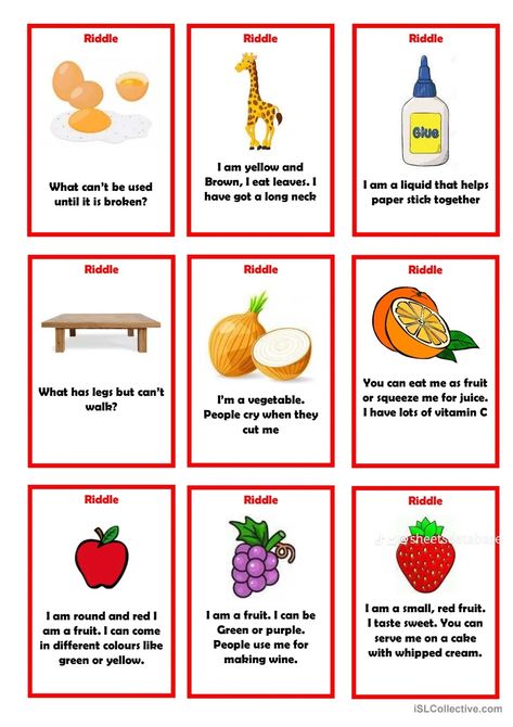 Easy Riddles, School Objects, Riddles For Kids, Teaching Lessons Plans, Brain Teasers For Kids, English Teaching Materials, English Activities For Kids, Learning English For Kids, English Games