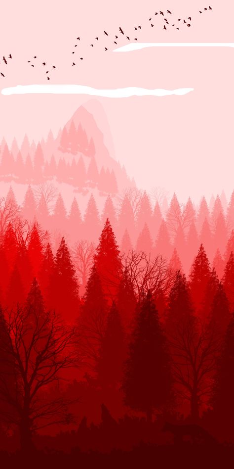 Red forest, horizon, nature, art, 1080x2160 wallpaper Red Painting Wallpaper, Red Minimalist Wallpaper, Red Forest Wallpaper, Red Art Wallpaper, Suns Wallpaper, Horizon Art, Piskel Art, Red Forest, Wallpaper Red