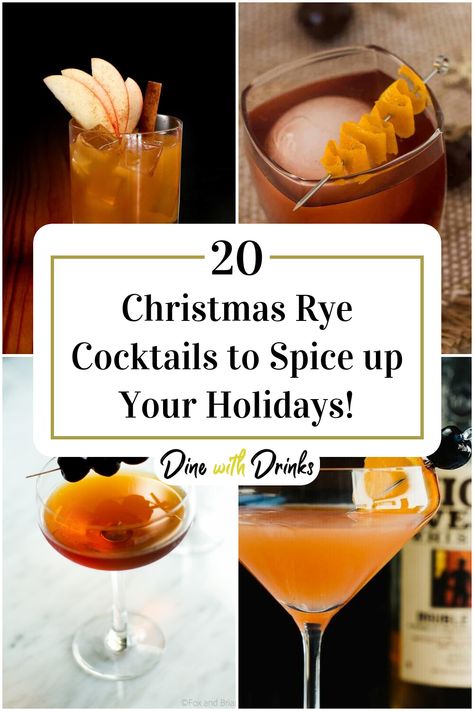 Collage of 4 christmas rye cocktails. Rye Whiskey Cocktail, Rye Cocktails, Cocktail Recipes Whiskey, Sazerac, Rye Whiskey, Whiskey Cocktails, Christmas Cocktails, Alcohol Drink Recipes, Holiday Cocktails