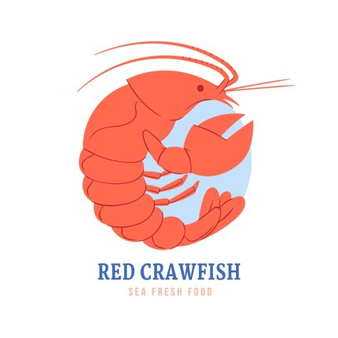 Free Vector | Hand drawn flat design crawfish logo Crawfish Drawing Easy, Crawfish Illustration, Crawfish Drawing, Crawfish Art, Storm Food, Brain Storm, Crawfish Boil, Vector Hand, Ocean Art