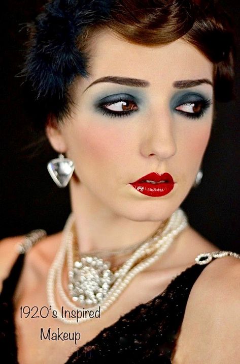 1900 Makeup Look, 1920 Flapper Makeup, Flapper Girl Makeup 1920s, 1923 Makeup, 30s Makeup Look, 1900 Makeup, 1920s Makeup Flapper, 20s Flapper Makeup, 1920 Makeup Gatsby