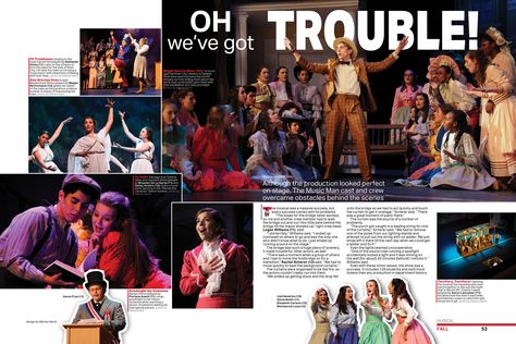 Yearbook Spread 2018, Musical. (The Creek, Timber Creek High School, Fort Worth, Texas) Spirit Week Spreads Yearbook, Drama Yearbook Spreads, Yearbook Spreads Ideas, Yearbook Spread Ideas, Yearbook Inspiration, Yearbook Spreads Ideas Layout, Yearbook Design Layout, Middle School Yearbook, Yearbook Template