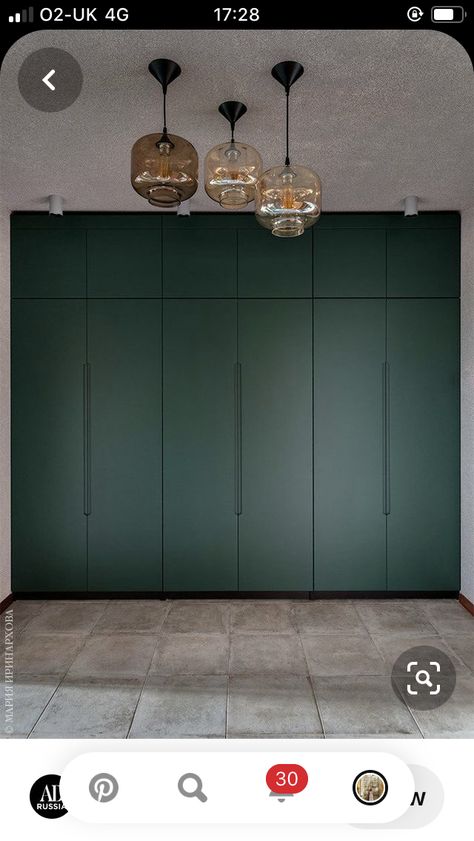 Dark Green Walk In Closet, Green Wardrobe Design Bedroom, Olive Green Wardrobe Bedroom, Green Wardrobe, Green Fitted Wardrobes, Dark Green Armoire, Green Sliding Wardrobe, Unique Bedroom Design, Tv Unit Interior Design