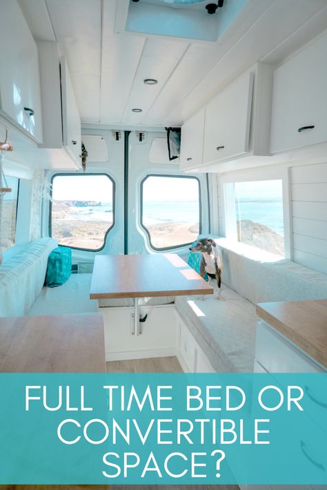 One of the first aspects of any van build or van conversion is to decide if ... Van Life Convertible Bed, Van Life Bed, Conversion Van Interior, Van Conversion Bathroom, Van Conversion Kitchen, Vanlife Ideas, Motorhome Life, Campervan Furniture, Van Conversion Layout