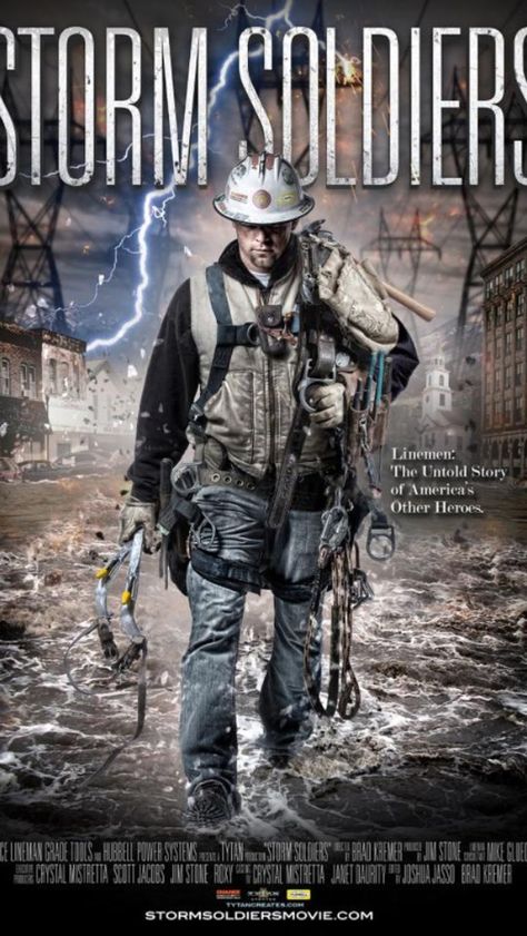 There's a documentary coming out about lineman the trailer looks amazing !!!! Can't wait to see it ❤❤❤❤ Linemen Quotes Storm, Journeyman Lineman, Lineman Love, Electrical Lineman, Power Lineman, Lineman Wife, Lineman Gifts, New Movie Posters, Transmission Line