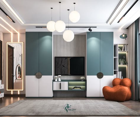 Bed Beside Wardrobe, Tv Unit With Wardrobe Design, Wardrobe With Tv Unit Modern, Almirah With Tv Unit, Tv Unit With Wardrobe, Wardrobe With Dressing Unit, Wardrobe With Tv Unit And Dressing Table, Almirah With Tv Unit In Bedroom, Kids Room Wardrobe Design Cupboards