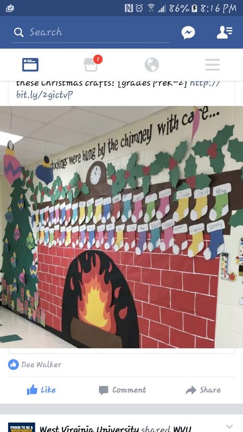 Christmas Anchor Charts, Christmas Bulletin Board, Dramatic Play Preschool, Christmas Bulletin, Diy Classroom, Diy Fireplace, Christmas Classroom, Christmas Fireplace, Teaching Preschool