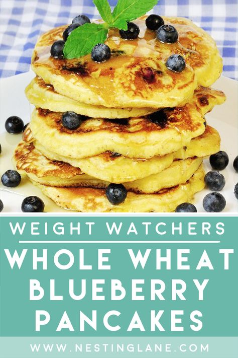 Weight Watchers Whole Wheat Blueberry Pancakes Recipe. The ultimate breakfast, brunch, or dinner recipe. These healthier pancakes are made with whole wheat flour, baking powder, milk, egg, artificial sweetener, salt, and blueberries. This super quick and easy meal is ready in just 13 minutes. They are low fat, high protein, vegetarian, and kid friendly. MyWW Points: 2 Blue Plan and 5 Green Plan, 2 WW Freestyle Points and 5 Smart Points. Healthier Pancakes, Banana Blueberry Pancakes, Pancakes For One, Blueberry Pancakes Recipe, Protein Vegetarian, Whole Wheat Pancakes, Powder Milk, Matzo Meal, Ww Freestyle