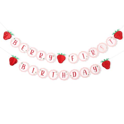 PRICES MAY VARY. Berry First Birthday Banner - A Birthday Banner, Strawberry High Chair Banner. This Berry Birthday Banner Is Perfect For Celebrating Your Little One's Strawberry Birthday Party. Create Lasting Memories With A Sweet Strawberry Birthday Party . Shop Now To Create The Perfect Birthday Celebration For Your First Strawberry Baby! Strawberry 1st Birthday Banner - Celebrate Your Little One's "Berry 1st Birthday" With Our Adorable Banner Cake Topper! This Lovingly Designed Cake Topper F Strawberry Baby, 1st Birthday Banners, Strawberry Decorations, Cake Banner Topper, 1st Birthday Decorations, First Birthday Banners, First Birthday Decorations, High Chair Banner, Bow Set