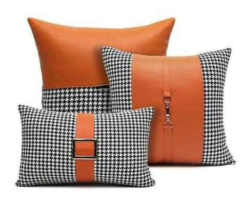 Houndstooth Pillows, Cushion Embroidery, Sewing Cushions, Crochet Cushion Cover, Pillow Crafts, Bantal Sofa, Patchwork Cushion, Cushion Cover Designs, Luxury Cushions