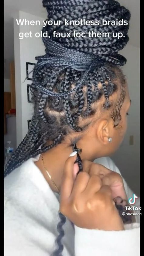 Turning Knotless Braids Into Locs, Quick And Easy Braided Hairstyles For Black Women, Easy Braids To Do On Yourself Black Hair, Quick Hairstyles With Braiding Hair, Braids On Yourself, Hairstyle Hairstyle, Protective Hairstyles For Natural Hair, Goddess Braids Hairstyles, Faux Locs Hairstyles