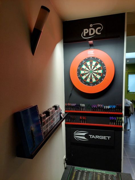 Darts Room, Dart Room Ideas, Dartboard Setup, Arcade Machine, Dart Board, Painted Boards, Dart, Garden Room, Man Cave