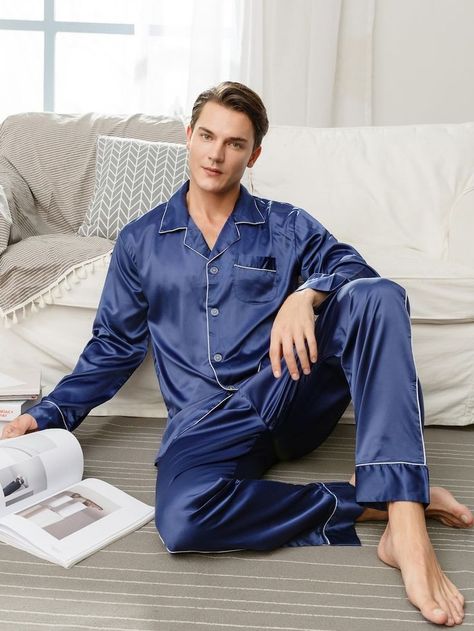 Plus Size Pyjamas, Pyjama Satin, Fashion Boy, Plus Size Pajamas, Pajama Suit, Silk Pajama Set, Elegante Casual, Satin Pyjama Set, Satin Pajamas