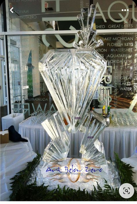 Diamond Ice Sculpture, Hotel Aesthetics, Diamond Theme Party, Diamonds And Denim Party, Ice Sculpture Wedding, Ice Holder, Uv Party, Diamond Birthday, Ice Luge